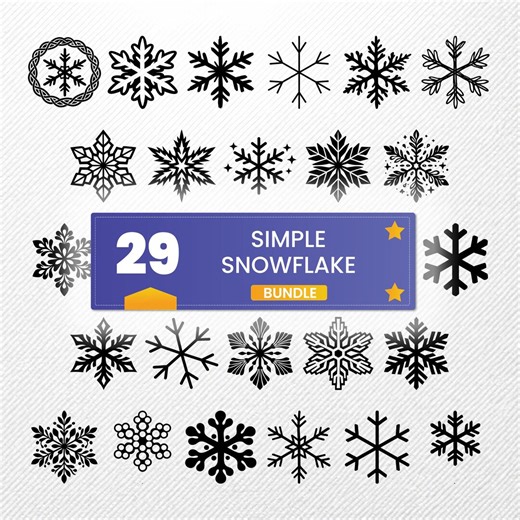 Simple Snowflake SVG Bundle | 29 Vector Clipart | PNG EPS Dxf Pdf | Illustration Files - Etsy