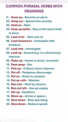 Common Phrasel Verbs #englishgrammarrules #vocabulary #spokenenglish #englishgrammar #learning