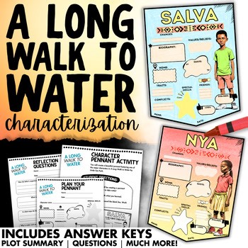 A Long Walk to Water Character Analysis Pennant Poster Activity Fun Novel Study