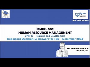 | MMPC 002 Important Questions & Answers | Unit 10 | IGNOU MBA | Human Resource Management |