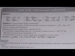Série d'exercices corrigés partie 1( 2 Bac Sciences): Décroissance Radioactif
