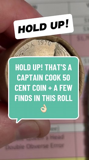 HOLD UP! THAT’S A CAPTAIN COOK 50 CENT COIN A FEW FINDS IN THIS ROLL 👌🏻 #holdup #captaincook #afewfinds #fun #foryou #positive