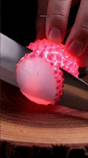 Glowing Glass Lychee — 4K ASMR Satisfying Slice