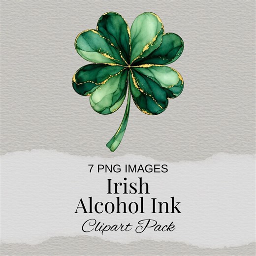 Irish Shamrock Alcohol Ink Clipart | St Patrick’s Day Clover PNG | Green Gold Foil Shamrock Graphics - Etsy
