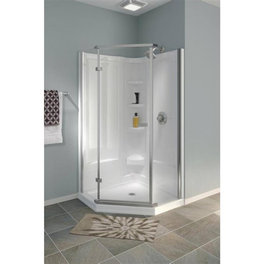 Delta Classic 38 in. x 38 in. x 72 in. Semi-Frameless Neo Angle Corner Shower in White BVS422NCSW - The Home Depot