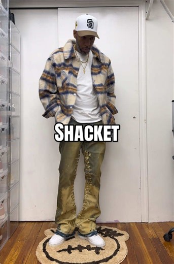 Stylish Outfit the perfect Shacket and Cargo pants and white T-shirt Outfits #FallJacket #Coat #WinterJacket #Jacket #Shacket