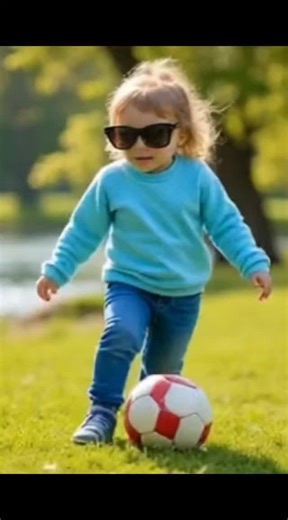 Cute Girl Playing Football: A Joyful Game of Skills