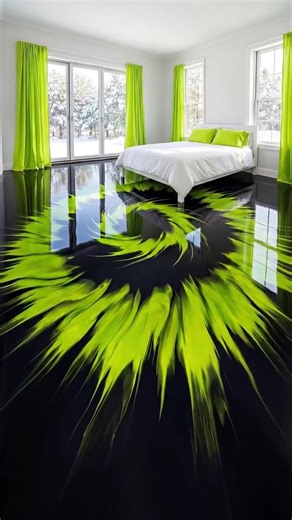 Modern Luxury Room with Green Metallic Epoxy Flooring