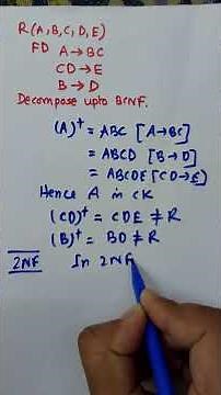 Decomposition upto BCNF | DBMS Normalization Trick #2nf #3nf #bcnf #dbms #shorts #youtubeshorts