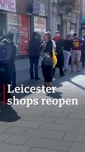 The scenes in Leicester's City Centre this morning as shops reopen following the three month lockdown. 🛍 https://bbc.in/2Y2z7Rt | BBC Leicester