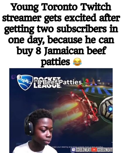 Young Toronto Twitch streamer gets excited after getting two subscribers in one day, because he can buy 8 Jamaican beef patties 😂 | Themelaninshadesroom
