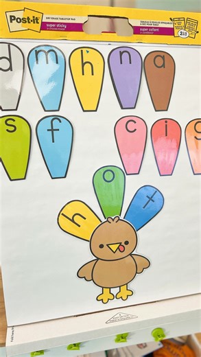 Teach with Heath on Instagram: "Turkey Feather Spelling 🦃 Sharing one of my favorite spelling games to play during the month of November! Turkey spelling is a spin on word chaining. My kids were getting bored of the same old word chaining, so to increase engagement, I put letters on turkey feathers. The kids instantly become more engaged and love playing and making new words by moving feathers! As I call students up to the turkey, each student is trying to make the new word on their whit