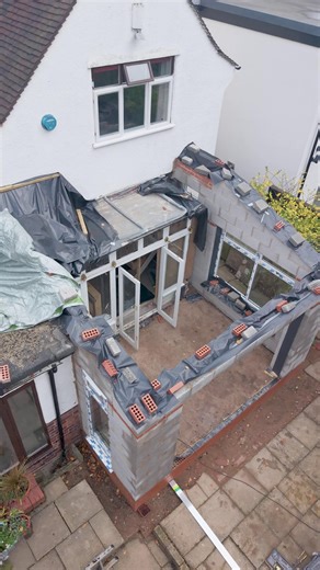 West Midlands Double Glazing & Extensions on Instagram: "Here’s one of our single storey extension projects in Sutton Coldfield where we’re currently at the brickwork stage 🧱 Our customer desired an abundance of natural light in their new living space, so we’re giving them just that through the installation of bifolding doors, glass runners and vaulted ceilings 👌 This will be a fantastic space for this family to entertain guests and spend time with one another. Are you looking to extend your h