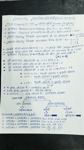 Bihar Board Class 10th Maths chapter 1 formula.By-D.Kumar