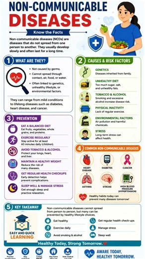 Non-Communicable Diseases Explained | Causes, Prevention & Common Diseases | Educational Infographic
