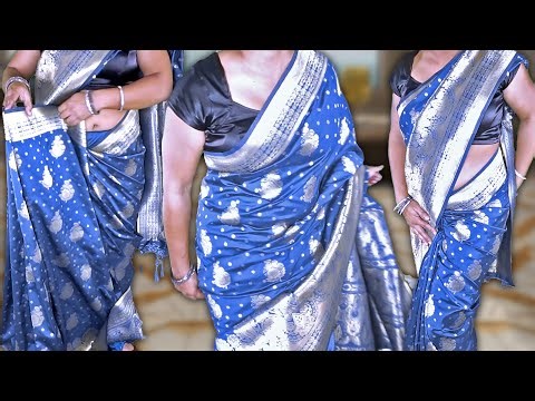 Perfect Hip Pleats Silk Saree Draping Style || How To Wear Silk Saree ||
