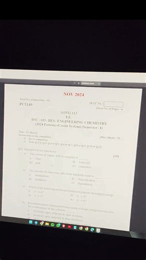 FE Engineering Chemistry Solved Paper 🎯📘 | Score 60+ Marks Easily | SPPU Edition