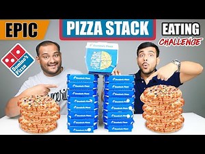 EPIC DOMINOS PIZZA STACK EATING CHALLENGE | Pizza Slice Stack Eating Competition | Food Challenge
