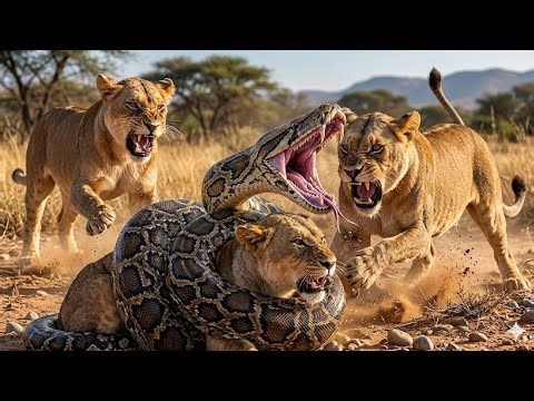 The Most Dangerous Battle: Lion vs Giant Python 🐍