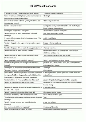 NC DMV test Flashcards video