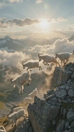 🐐 Mountain Goats Defy Gravity on Impossible Cliffs! 😱 #mountains #goats #cliff #fyp #shorts #foryou