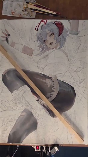 アニメインク on Instagram: "Arknight - Wis'adel Part 10 Commission Fanart 75cm auf 100cm #arknights #fanart #manga #wisadel #anime"