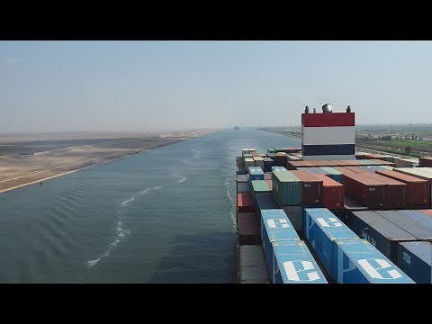 Container/Cargo Ship Travel - Crossing Suez Canal