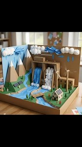 Water cycle cardboard project ideas for beginners Follow KND Art & Craftfor more crafts ideas for beginners #fblifestyle #schoolproject #project #scienceproject #crafts | KND Art & Craft