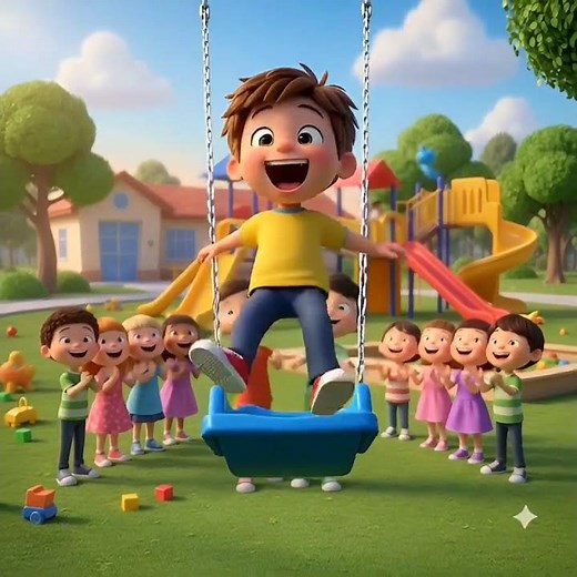 Happy School Playground Moments | 3D Cartoon Kids Slide & Swing Fun