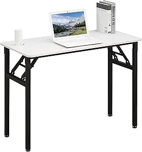 Folding Computer Desk 40 inches for Small Places Simple Style Foldable Work Writing Table for Home Office Dormitory No Assembly Required