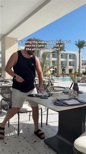 The awkward two second sit down at the buffet #allinclusive #travel