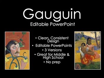 Gauguin 32 Editable Slides Powerpoint/ Post Impressionist/No Prep