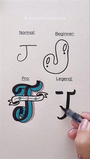 4 Ways to Write the Letter J #nhuandaocalligraphy
