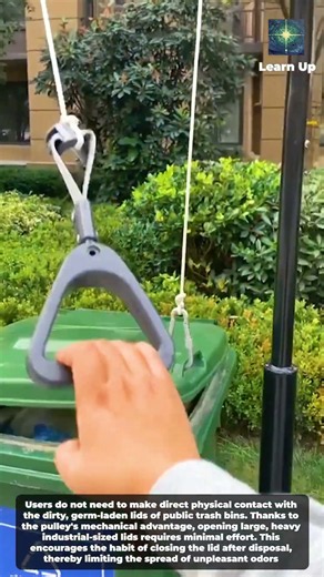 Pulley System for Opening Public Trash Bin Lids