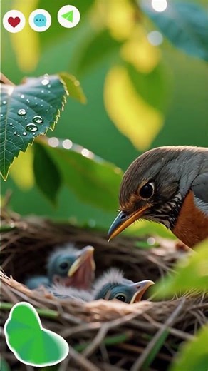 Mom Bird Feedeng Babies. #asmr #birds #motherbird #rain #wildlife #nature