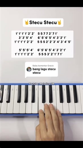 Not Angka Pianika on Instagram: "Stecu Stecu - Faris Adam [Not angka full tersedia di Youtube: Melodica FM] #pianika #stecu #stecustecu🔥 #tutorial #melodicafm #reels #farisadam"
