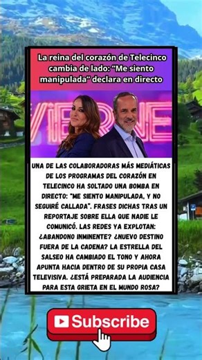 😱 La reina del corazón de Telecinco cambia de lado: “Me siento manipulada” declara en directo 🕊️