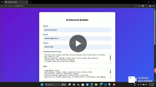 Resume Builder with ATS Score Prediction and Agentic RAG Pipeline | Muhammed Nafih posted on the topic | LinkedIn