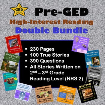 Pre-GED High-Interest Reading Double Bundle (NRS 2 - 2nd to 3rd Grade Level)