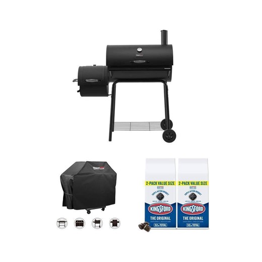 30 in. Charcoal Grill with Smoker, 16 lbs BBQ Briquettes (2-Pack) and 54 in. Grill Cover Combo - The Home Depot