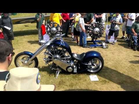 Rotec Radial Airplane Engine in Custom Chopper Motorcycle