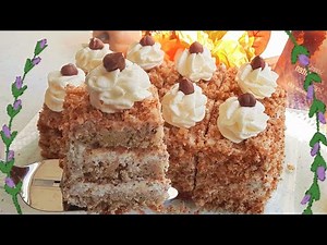 Unwiderstehlich saftige Haselnussschnitten, ein sehr leckerer Nusskuchen / Торт с орехами