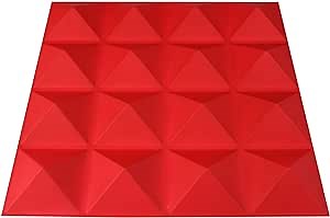 Acoustic Diffuser - PVC Acoustic Diffusion Panels - 4 Pack Sound Panels (Red - 4 Pack)