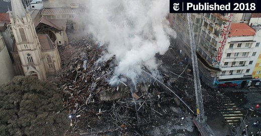 Fire in São Paulo, Brazil, Brings Down a High-Rise Building
