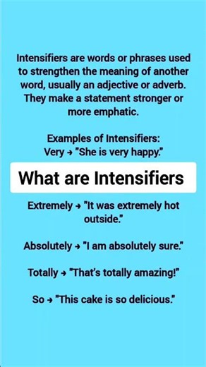 What are Intensifiers #english #education