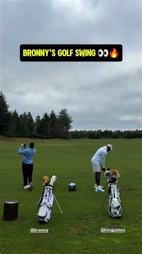 LeBron & Bronny james putting in the work at the driving range ⛳️