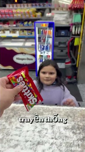 The little girl faced an unexpected outcome when she asked for Rainbow-flavored Skittles candy. #...