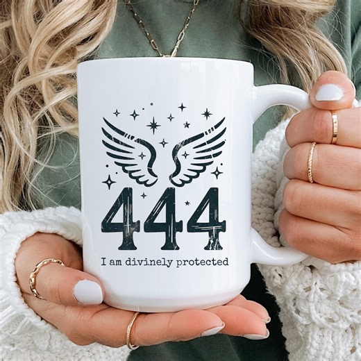 444 Angel Number Mug: Divine Protection Affirmation Cup, Spiritual Guidance Gift, Daily Morning Ritual, Lucky Number Gift - Etsy