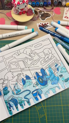 𝓐𝓶𝓪𝓷𝓭𝓲𝓷𝒆 ☆ on Instagram: "New coloring challenge with only 1 color 💙🦋🐟🌀🫐 What do you think? Give me some ideas for the next color 🥰 Book @bobbiegoodsart Markers @ohuhuart @grabieofficial #coloringtherapy #colorwithme #coloringchallenge"