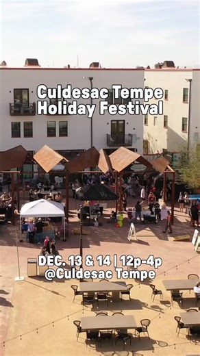 Eat • Shop • Explore • Connect on Instagram: "🍁Culdesac Tempe Holiday Festival Dec. 13 & 14 🍁 ARTISAN VENDORS // LIVE MUSIC // FREE CRAFTS // COCINA CHIWAS BAR & LUNCH 📍 2025 E Apache Blvd, Culdesac Tempe 📅 December 13 & 14, 12p-4p 🐕 Pet friendly 🅿️ Free Parking 🛍️ Culdesac Tempe Shops @ito.brand @malisaydesigns @maricopa.botanicals @britecandle.co @kinkangifts @artdillo.eclectic @shopoatybear @beautyandbodybyolivia @mqs.barbershop @sewused_ @pipcoffeeclay @busanmart.culdesac @nomad.boba 